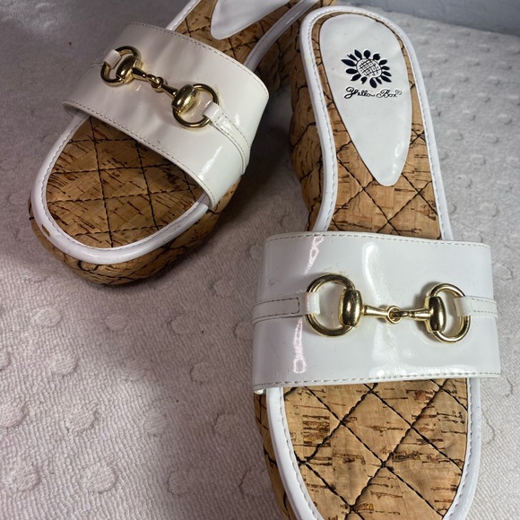 Yellow Box Corky Wedge Sandal White With Gold Bit Detail - Picture 5 of 16